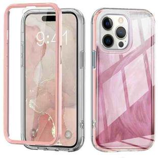 For iPhone 14 Pro Max IMD Gradient Feather PC Hybrid TPU Phone Case(Light Pink)