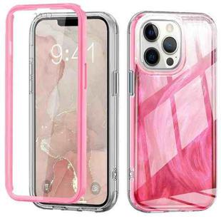 For iPhone 13 Pro IMD Gradient Feather PC + TPU Phone Case(Rose Red)