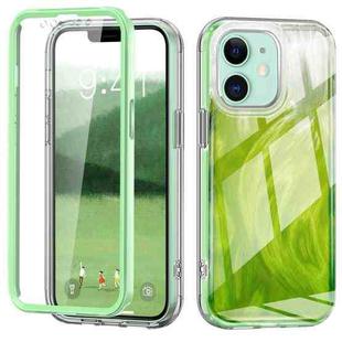 For iPhone 12 IMD Gradient Feather PC + TPU Phone Case(Green)
