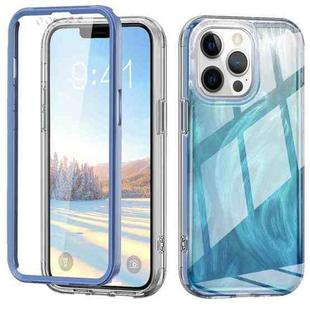 For iPhone 12 Pro Max IMD Gradient Feather PC + TPU Phone Case(Blue)