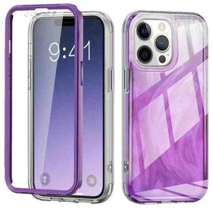 For iPhone 12 Pro Max IMD Gradient Feather PC + TPU Phone Case(Purple)