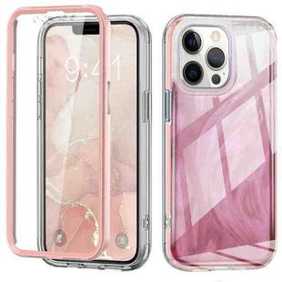 For iPhone 12 Pro IMD Gradient Feather PC Hybrid TPU Phone Case(Light Pink)