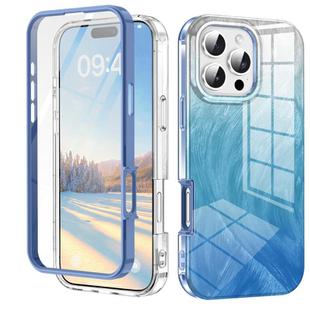 For iPhone 16 Pro Max IMD Gradient Feather PC Hybrid TPU Phone Case(Blue)