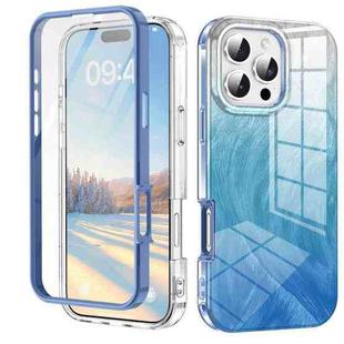 For iPhone 16 Pro IMD Gradient Feather PC Hybrid TPU Phone Case(Blue)