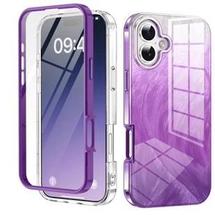 For iPhone 16 Plus IMD Gradient Feather PC Hybrid TPU Phone Case(Purple)