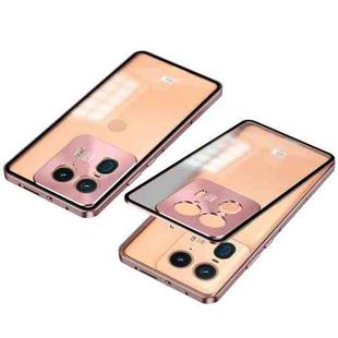 For Motorola Moto X50 Ultra Snap Buckle Metal Frame Frosted Phone Case(Pink)