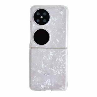 For Huawei P50 Pocket Pearlescent Shell Texture Phone Case(White)