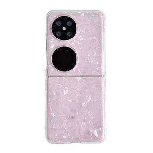 For Huawei P50 Pocket Pearlescent Shell Texture Phone Case(Pink)