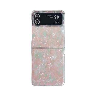 For Samsung Galaxy Z Flip3 / Flip4 Pearlescent Shell Texture Phone Case(Pink Green)