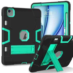 For iPad Air 11 2024 Contrast Color Silicone Acrylic PC Tablet Case with Holder(Black Mint Green)