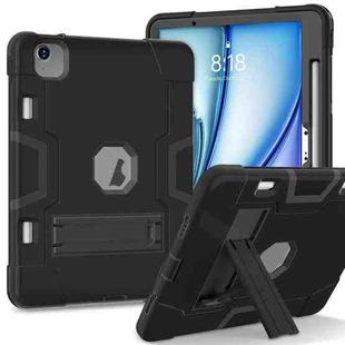 For iPad Air 11 2024 Contrast Color Silicone Acrylic PC Tablet Case with Holder(Black)