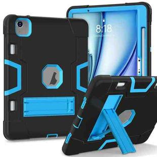 For iPad Air 11 2024 Contrast Color Silicone Acrylic PC Tablet Case with Holder(Black Blue)