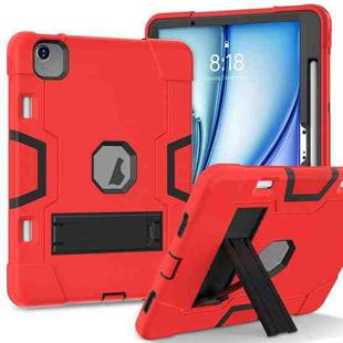 For iPad Air 11 2024 Contrast Color Silicone Acrylic PC Tablet Case with Holder(Red Black)