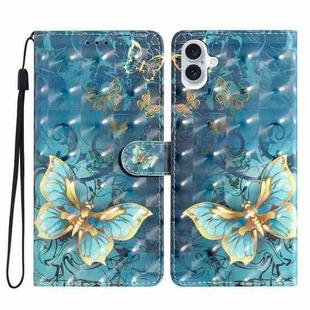 For iPhone 16 3D Pattern Leather Phone Case(3D Butterfly)