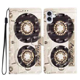 For iPhone 16 3D Pattern Leather Phone Case(Tape)