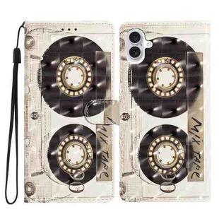 For iPhone 16 Plus 3D Pattern Leather Phone Case(Tape)