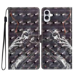 For iPhone 16 Plus 3D Pattern Leather Phone Case(Skull)