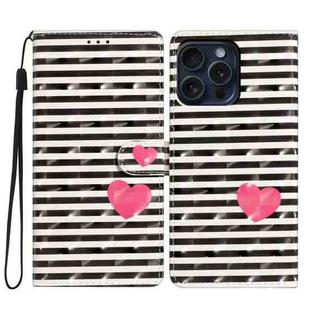 For iPhone 16 Pro Max 3D Pattern Leather Phone Case(Striped Heart)