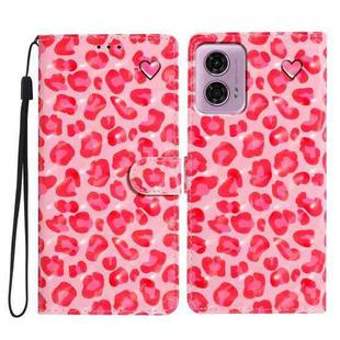 For Motorola Moto G24 3D Pattern Leather Phone Case(Pink Leopard Print)