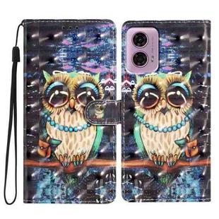 For Motorola Moto G24 3D Pattern Leather Phone Case(Big-eyed owl)