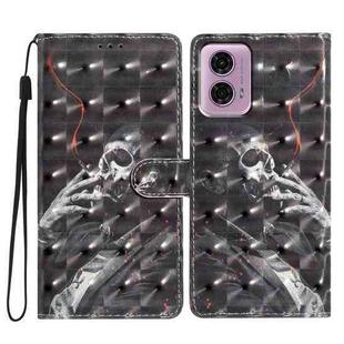 For Motorola Moto G24 3D Pattern Leather Phone Case(Skull)