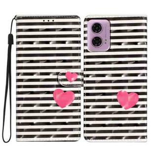 For Motorola Moto G34 3D Pattern Leather Phone Case(Striped Heart)