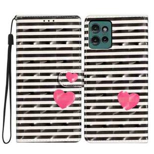 For Motorola Edge 50 3D Pattern Leather Phone Case(Striped Heart)