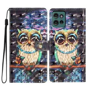 For Motorola Edge 50 3D Pattern Leather Phone Case(Big-eyed owl)