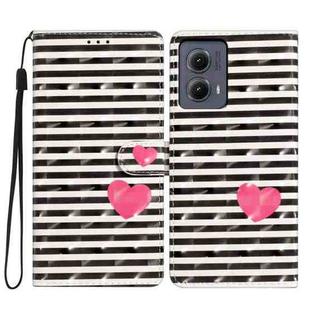 For Motorola Edge 2024 3D Pattern Leather Phone Case(Striped Heart)