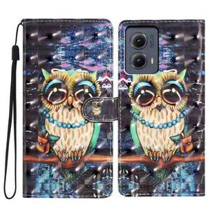 For Motorola Edge 2024 3D Pattern Leather Phone Case(Big-eyed owl)