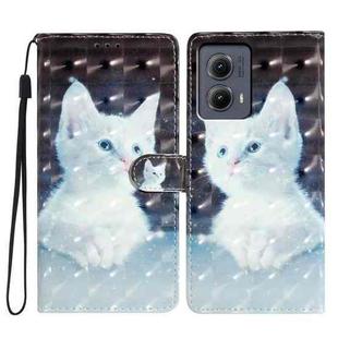 For Motorola Edge 2024 3D Pattern Leather Phone Case(White Cat)