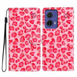 For Motorola Moto G85 3D Pattern Leather Phone Case(Pink Leopard Print)