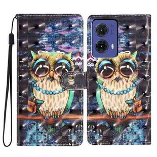 For Motorola Moto G85 3D Pattern Leather Phone Case(Big-eyed owl)