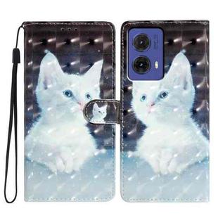 For Motorola Moto G85 3D Pattern Leather Phone Case(White Cat)