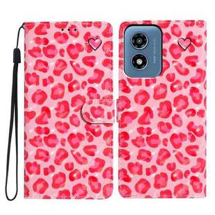 For Motorola Moto G Play 2024 3D Pattern Leather Phone Case(Pink Leopard Print)