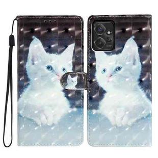 For Motorola Moto G Power 5G 3D Pattern Leather Phone Case(White Cat)