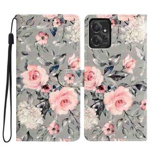 For Motorola Moto G Power 5G 3D Pattern Leather Phone Case(Gray Base Flower)