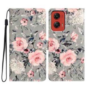 For Motorola Moto G Stylus 5G 2024 3D Pattern Leather Phone Case(Gray Base Flower)