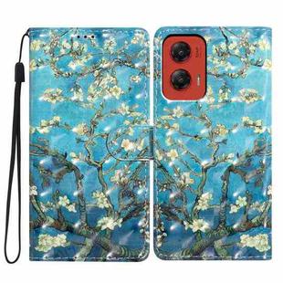 For Motorola Moto G Stylus 5G 2024 3D Pattern Leather Phone Case(Blue Base Apricot Flower)