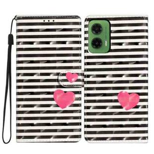 For Motorola Moto G35 3D Pattern Leather Phone Case(Striped Heart)