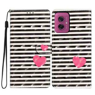 For Motorola Moto G55 3D Pattern Leather Phone Case(Striped Heart)