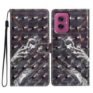 For Motorola Moto G55 3D Pattern Leather Phone Case(Skull)