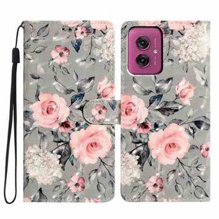 For Motorola Moto G55 3D Pattern Leather Phone Case(Gray Base Flower)