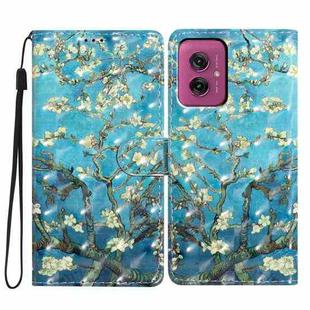 For Motorola Moto G55 3D Pattern Leather Phone Case(Blue Base Apricot Flower)