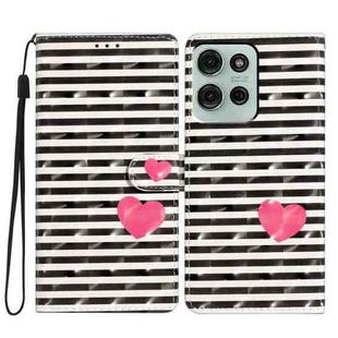 For Motorola Moto G75 5G 3D Pattern Leather Phone Case(Striped Heart)