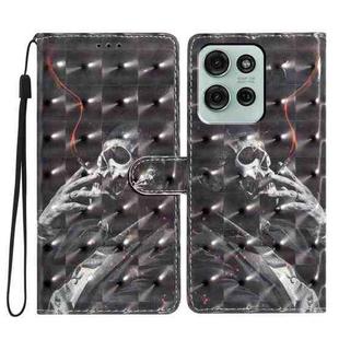 For Motorola Moto G75 5G 3D Pattern Leather Phone Case(Skull)