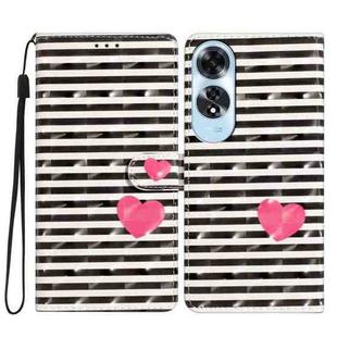 For OPPO A60 3D Pattern Leather Phone Case(Striped Heart)
