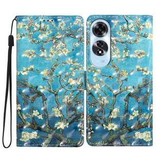 For OPPO A60 3D Pattern Leather Phone Case(Blue Base Apricot Flower)