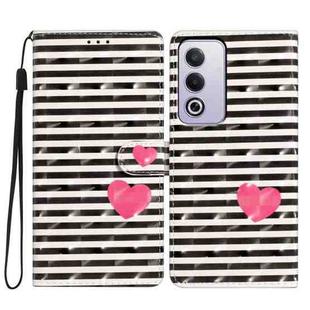 For OPPO A3 Pro 3D Pattern Leather Phone Case(Striped Heart)