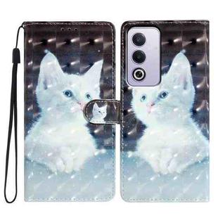 For OPPO A3 Pro 3D Pattern Leather Phone Case(White Cat)